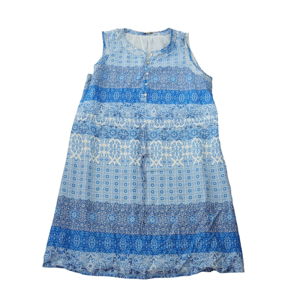 Lucky Brand Midi Dress Size XL Blue Mixed Tile Paisley Print Sleeveless Modal